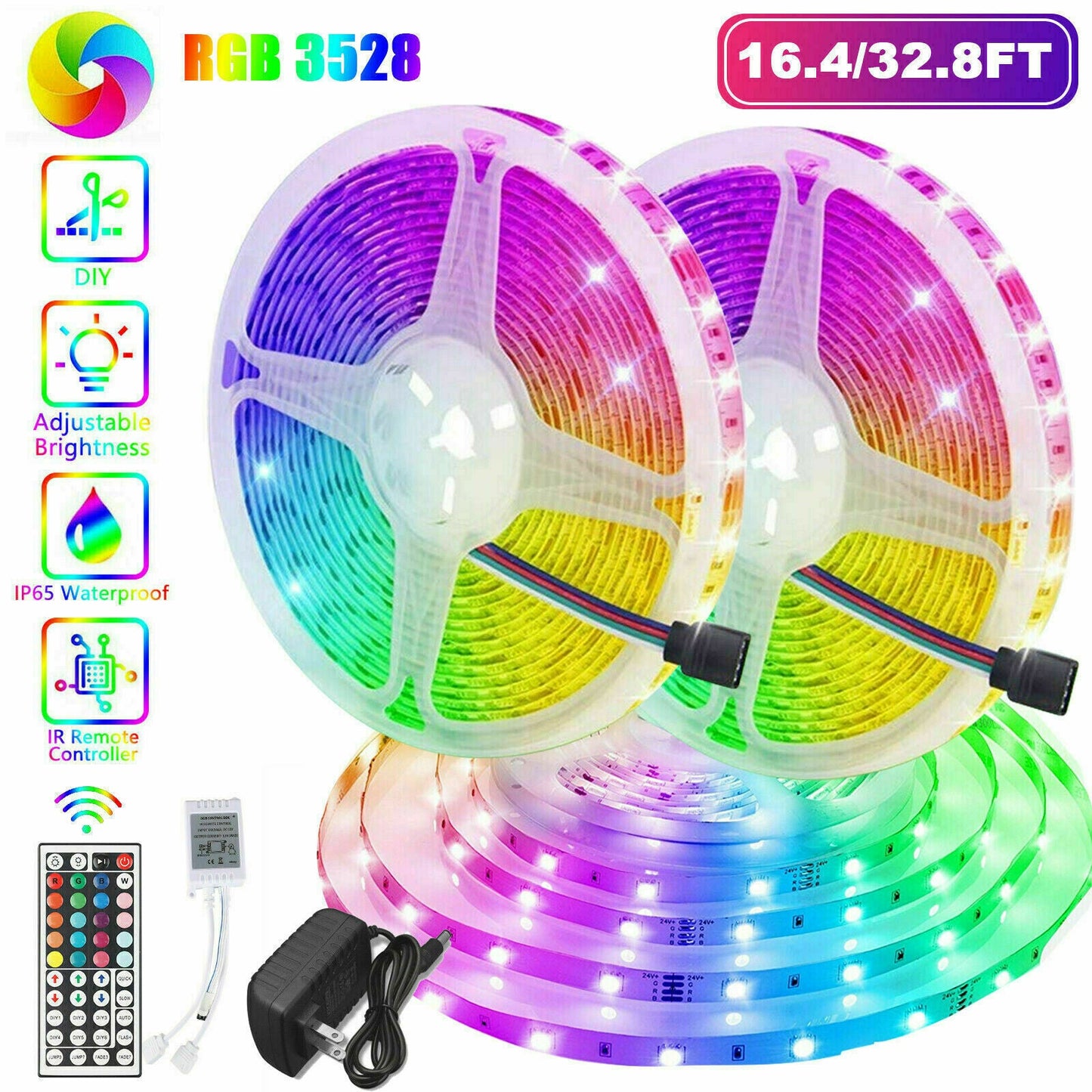 32FT Rainbow LED Strip with Remote