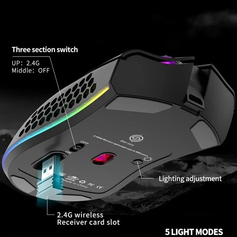 BM600 Hybrid Pro Wireless RGB Gamer Mouse