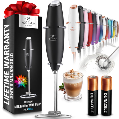 Milk Boss Ultra Fast Frother Wand - Electric Drink Mixer for Coffee and More - Black