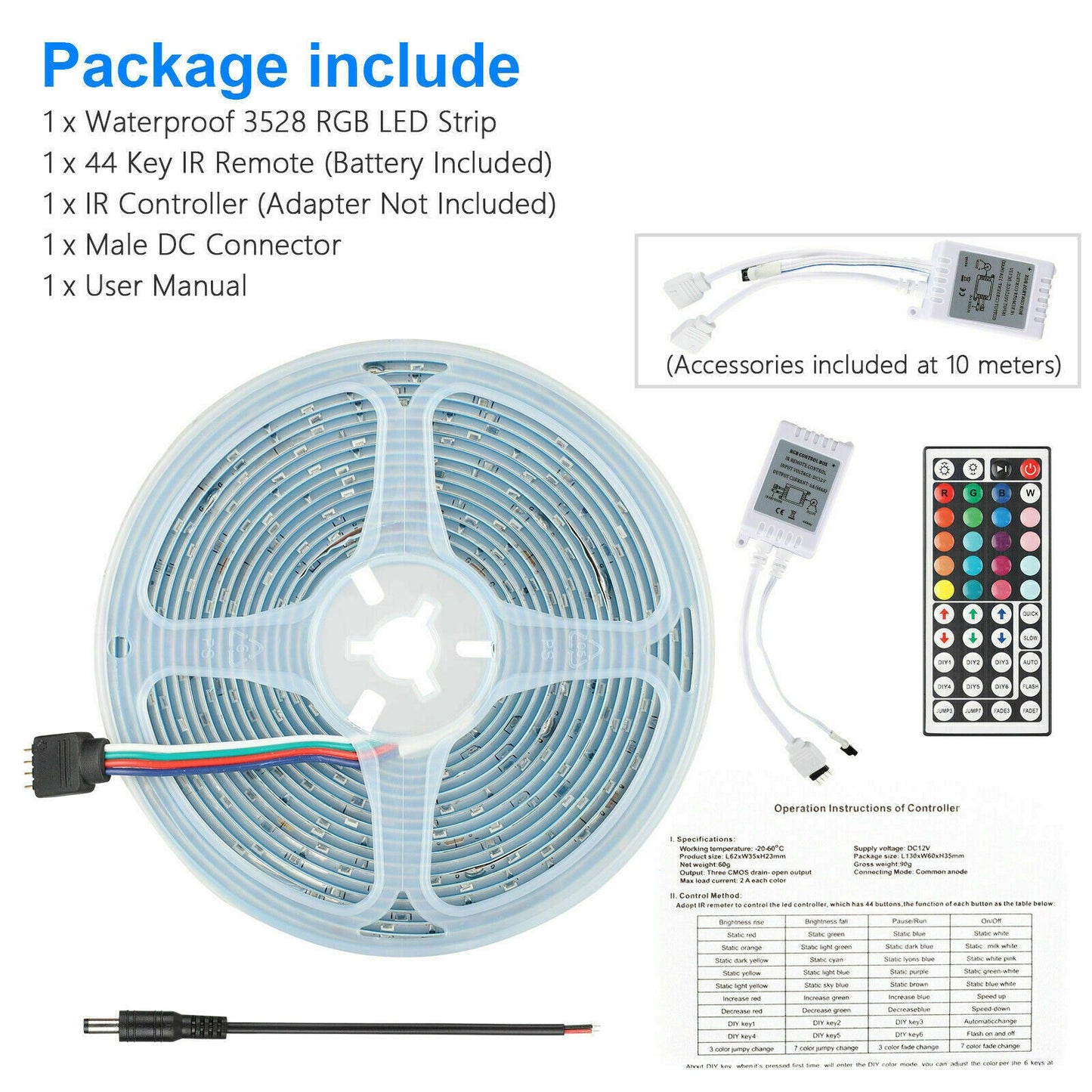 32FT Rainbow LED Strip with Remote