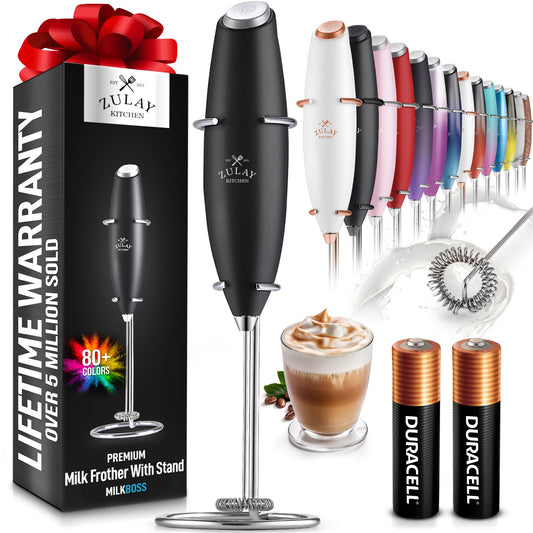 Milk Boss Ultra Fast Frother Wand - Electric Drink Mixer for Coffee and More - Black